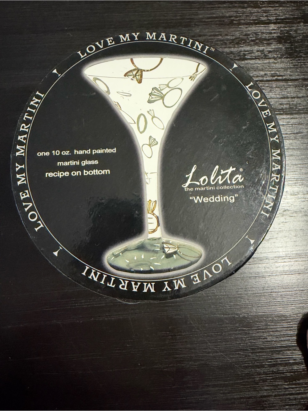 Lolita Wedding Hand-Painted Martini Glass — White & Gold Accents
